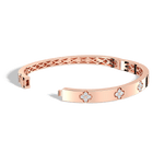 Charm & Dazzle Clover Hinged Lab Made Diamond Bangle Bracelet - Bracelets