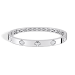 Charm & Dazzle Clover Hinged Lab Made Diamond Bangle Bracelet in 14K Solid Gold - Bracelets