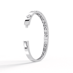 Charm & Dazzle Clover Hinged Lab Made Diamond Bangle Bracelet - Bracelets