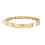 Charm & Dazzle Clover Hinged Lab Made Diamond Bangle Bracelet in 14K Solid Gold - Bracelets