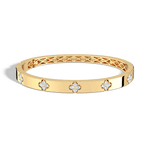 Charm & Dazzle Clover Hinged Lab Made Diamond Bangle Bracelet - Bracelets