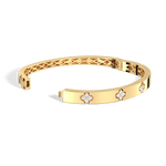 Charm & Dazzle Clover Hinged Lab Made Diamond Bangle Bracelet in 14K Solid Gold - Bracelets