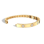 Charm & Dazzle Clover Hinged Lab Made Diamond Bangle Bracelet - Bracelets