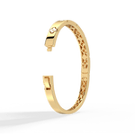 Charm & Dazzle Clover Hinged Lab Made Diamond Bangle Bracelet in 14K Solid Gold - Bracelets