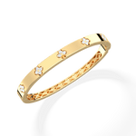 Charm & Dazzle Clover Hinged Lab Made Diamond Bangle Bracelet in 14K Solid Gold - Bracelets