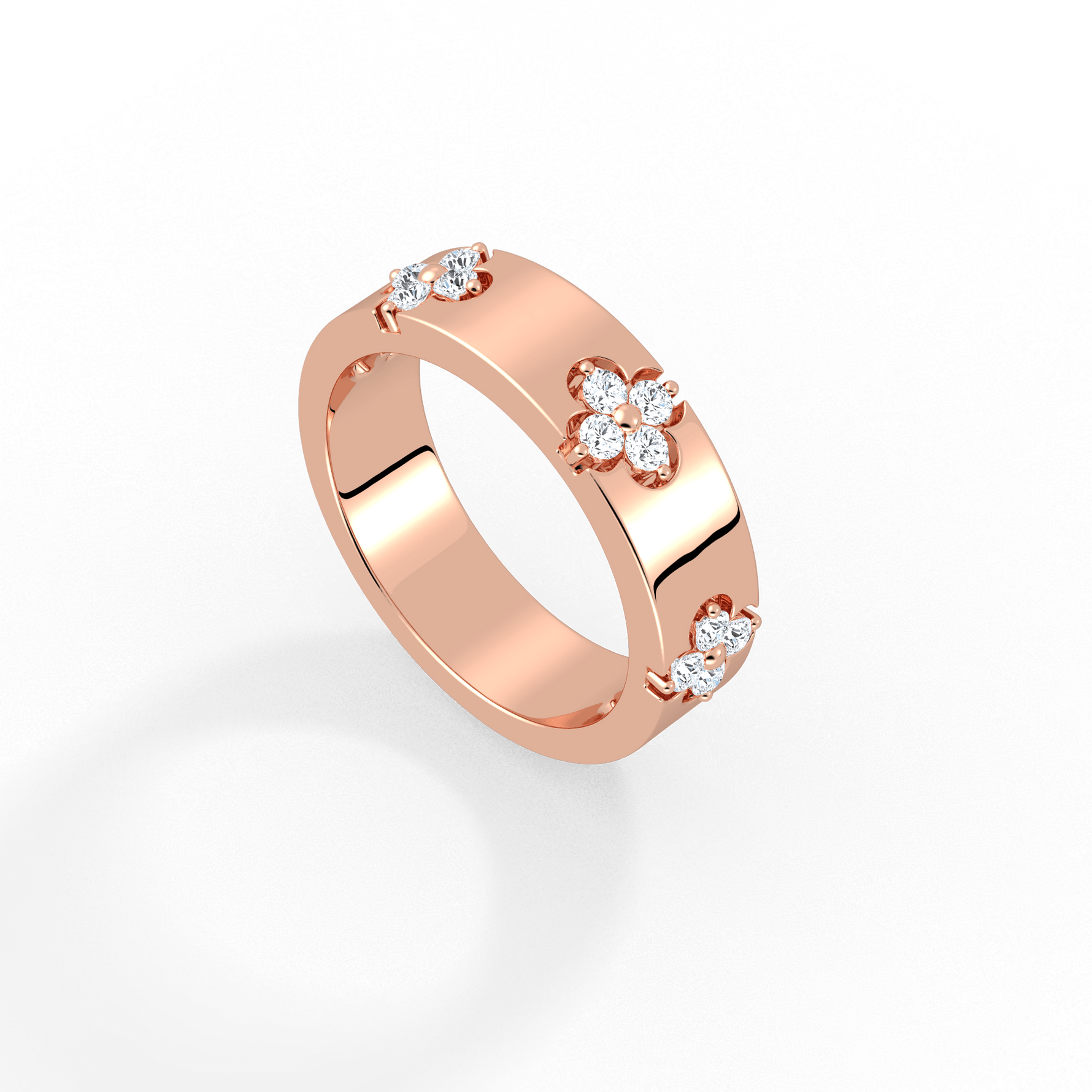 Lab Created Diamond Four - leaf Clover Ring in 14K Solid Gold - Rings