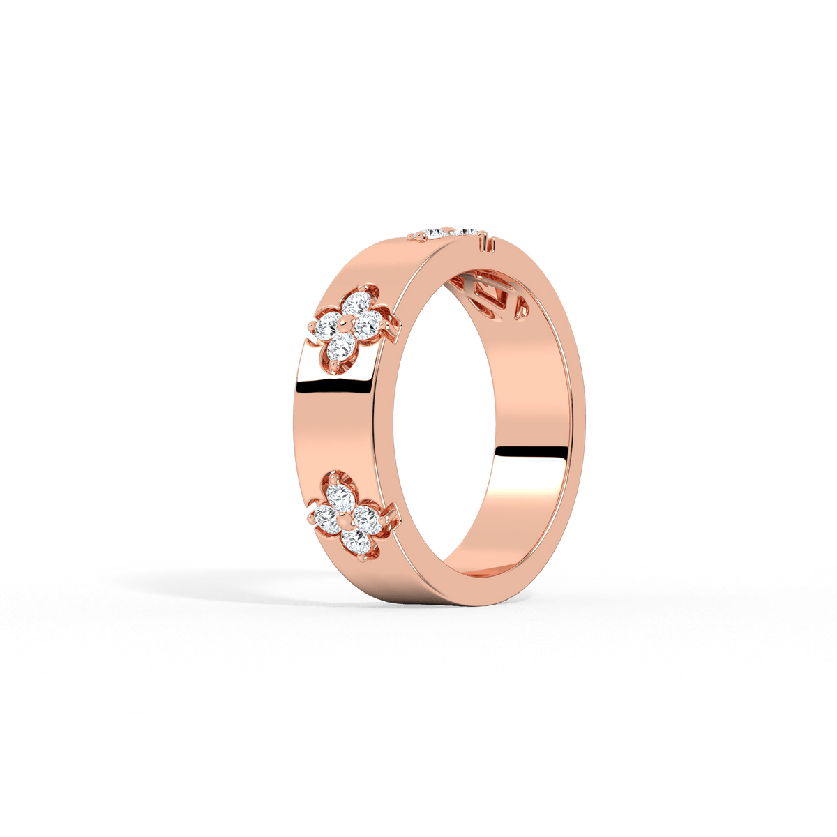 Lab Created Diamond Four - leaf Clover Ring in 14K Solid Gold - Rings