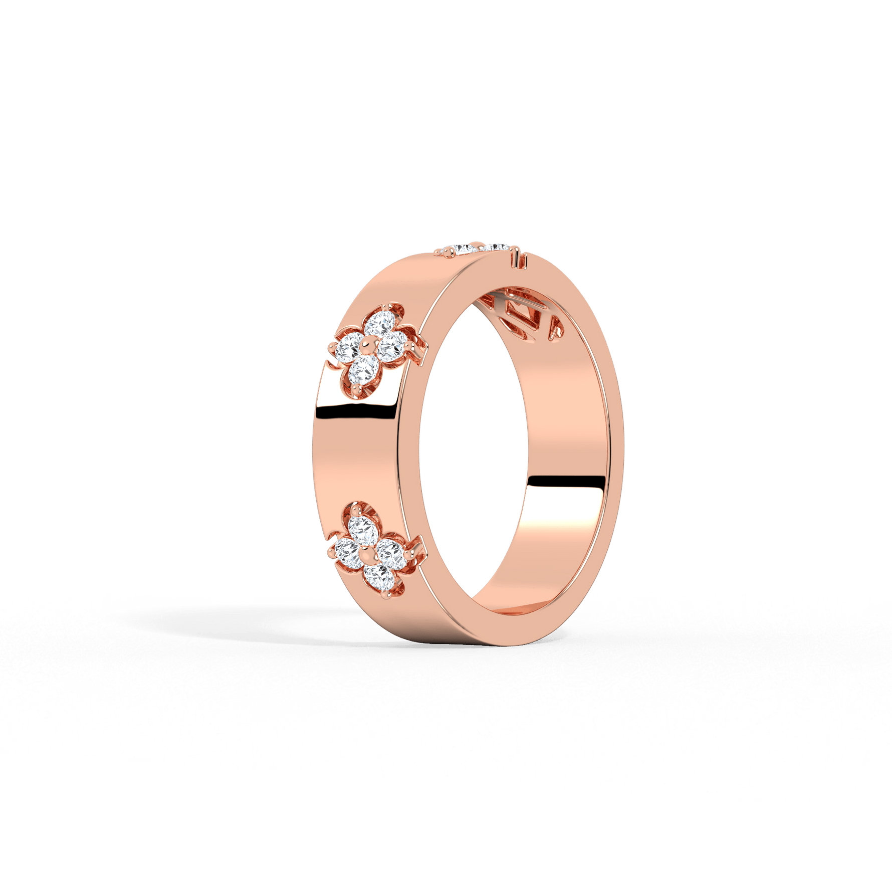 Lab Created Diamond Four - leaf Clover Ring in 14K Solid Gold - Rings