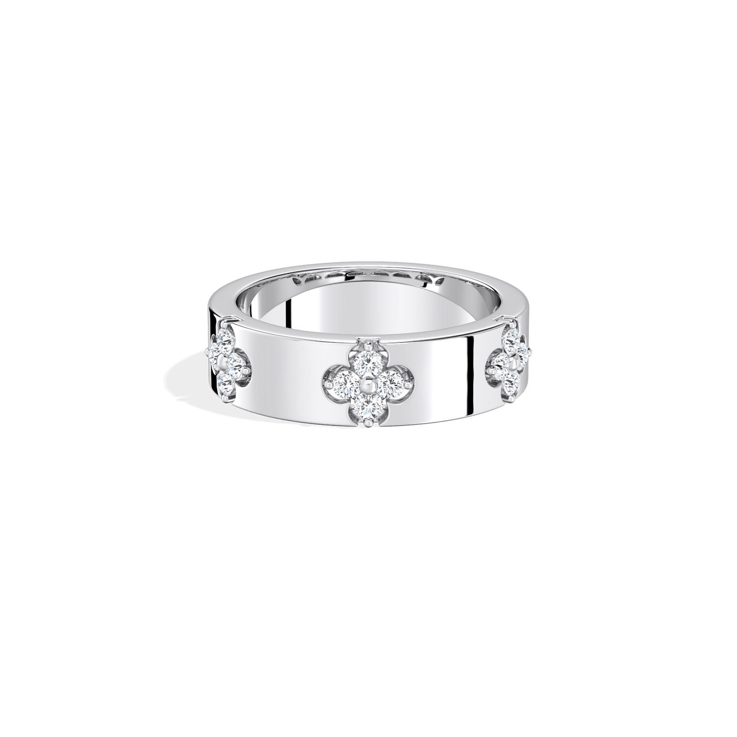 Moissanite Clover Ring in 925 Sterling Silver - 