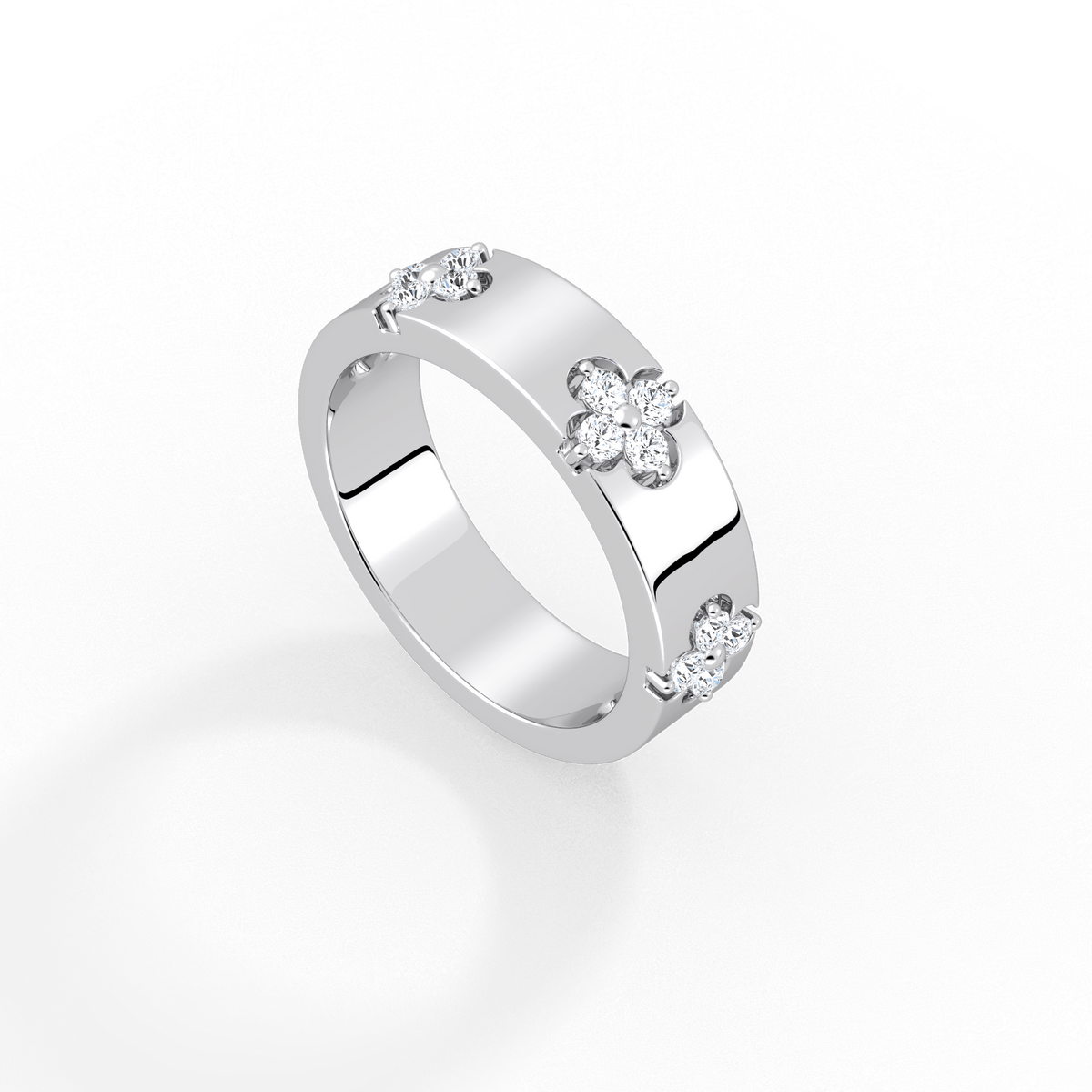 Moissanite Clover Ring in 925 Sterling Silver - 