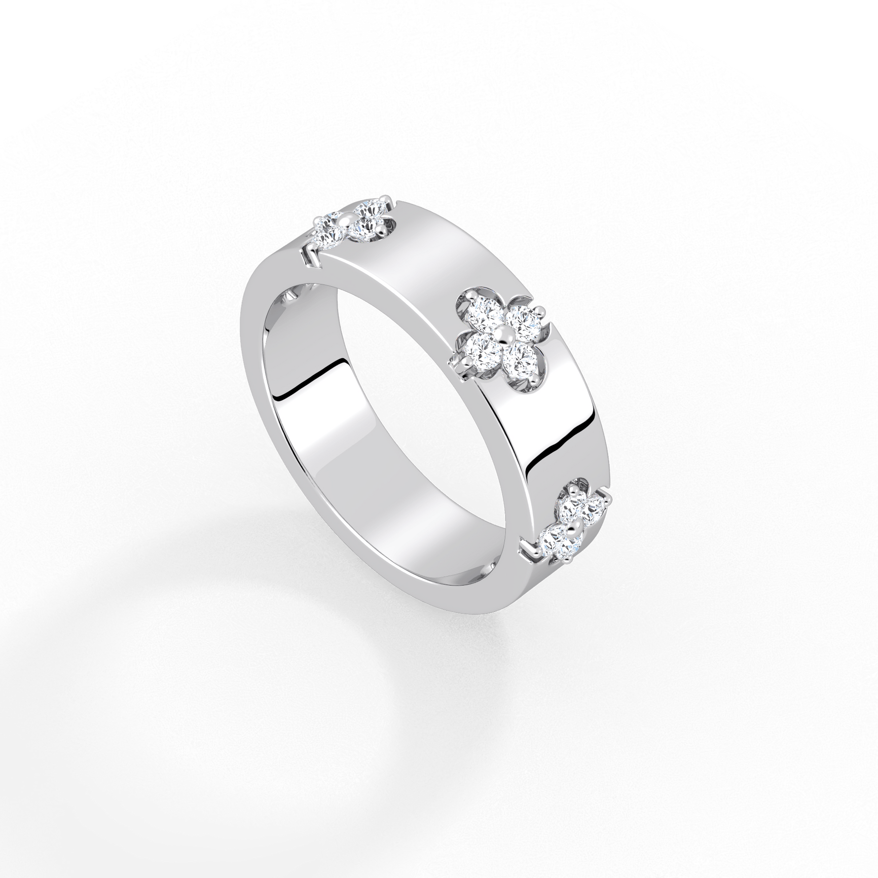 Moissanite Clover Ring in 925 Sterling Silver - 