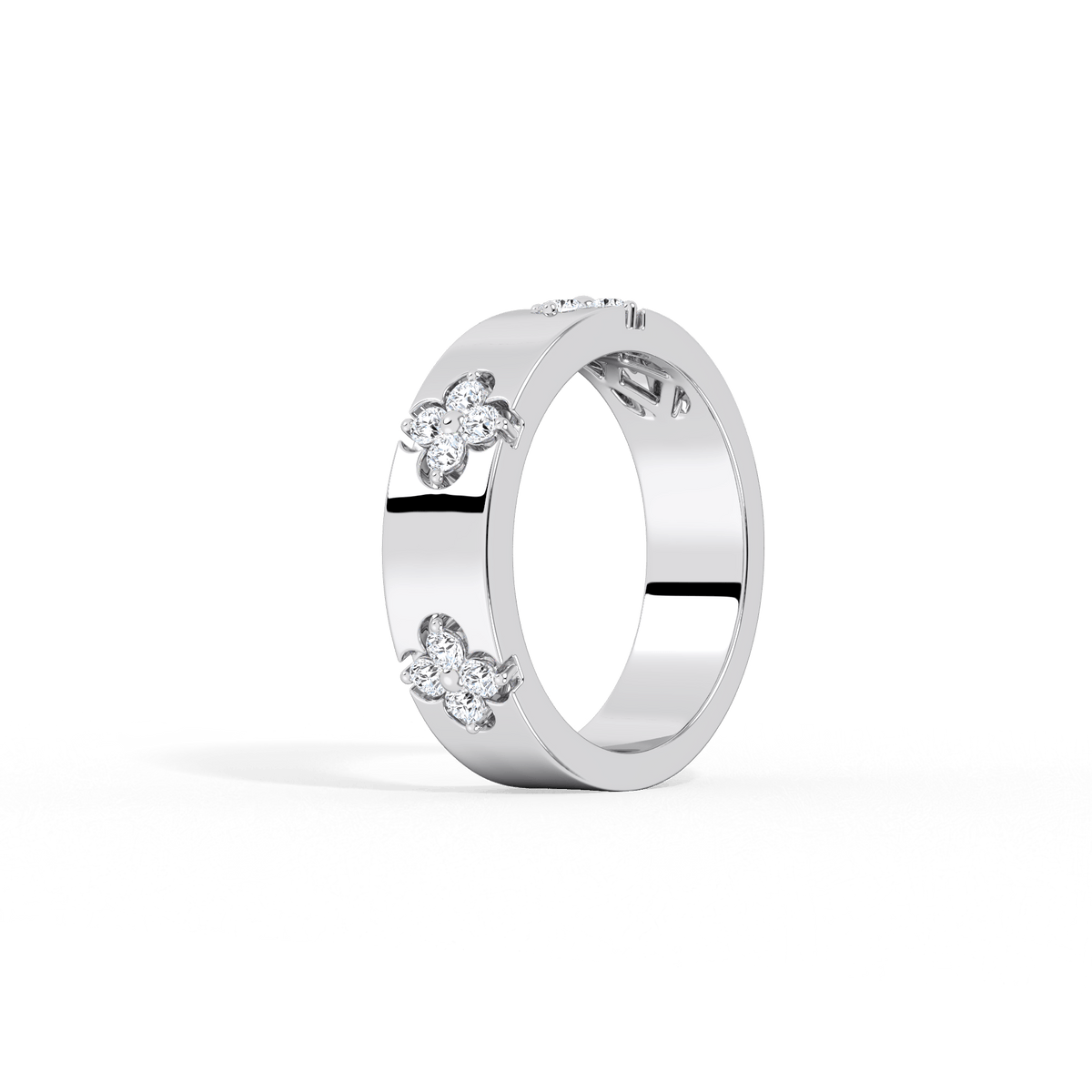 Moissanite Clover Ring in 925 Sterling Silver - 