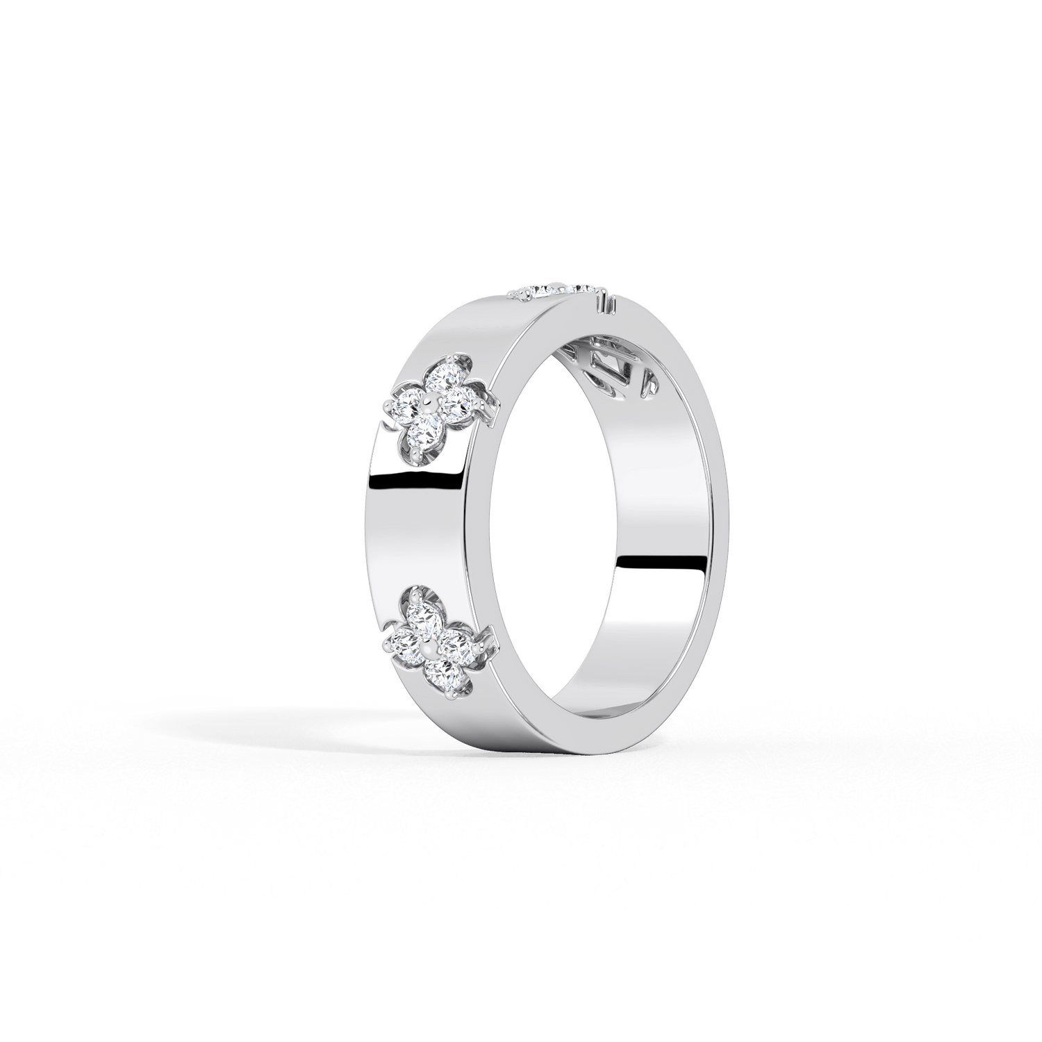 Moissanite Clover Ring in 925 Sterling Silver - 