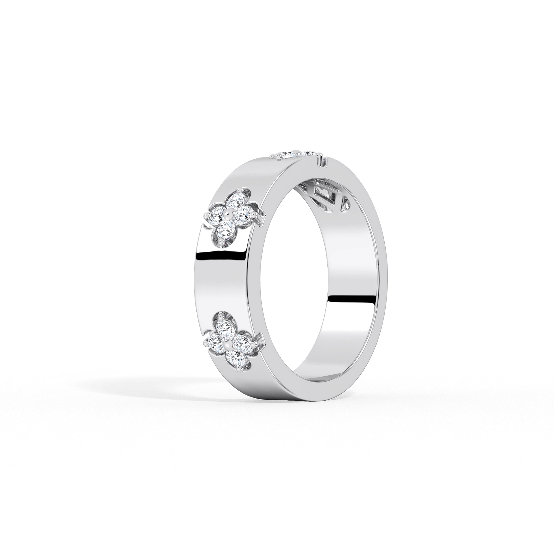 Moissanite Clover Ring in 925 Sterling Silver - 