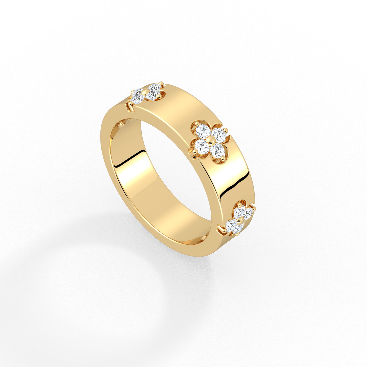 Moissanite Clover Ring in 925 Sterling Silver - 