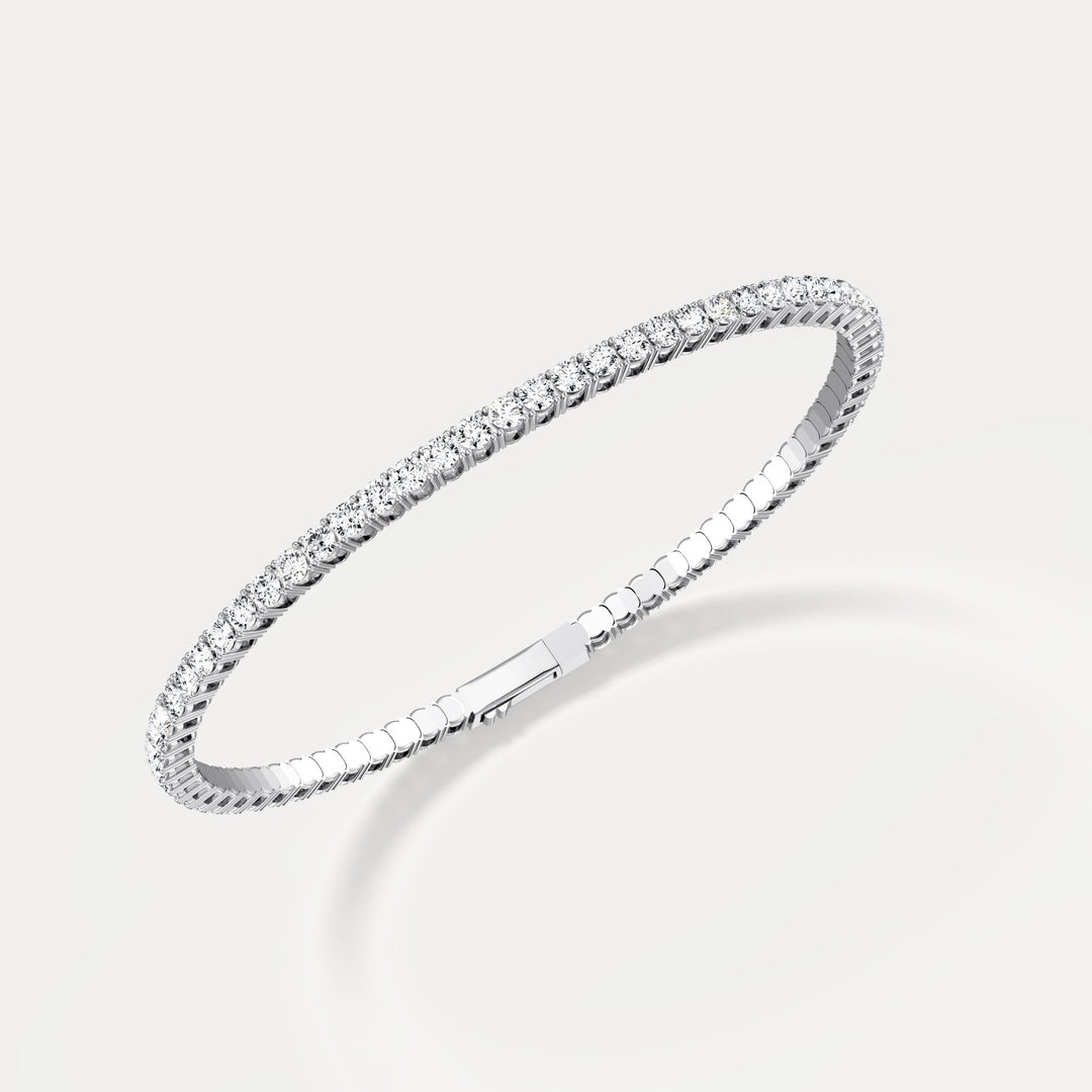 925 Sterling Silver Moissanite Flexible Bangle Bracelet - Bracelets