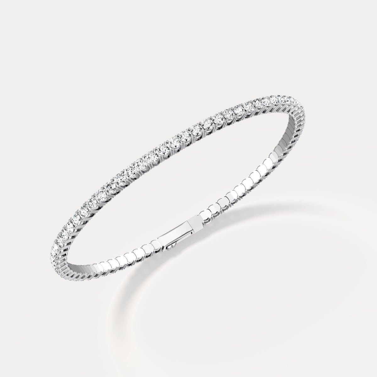 925 Sterling Silver Moissanite Flexible Bangle Bracelet - Bracelets
