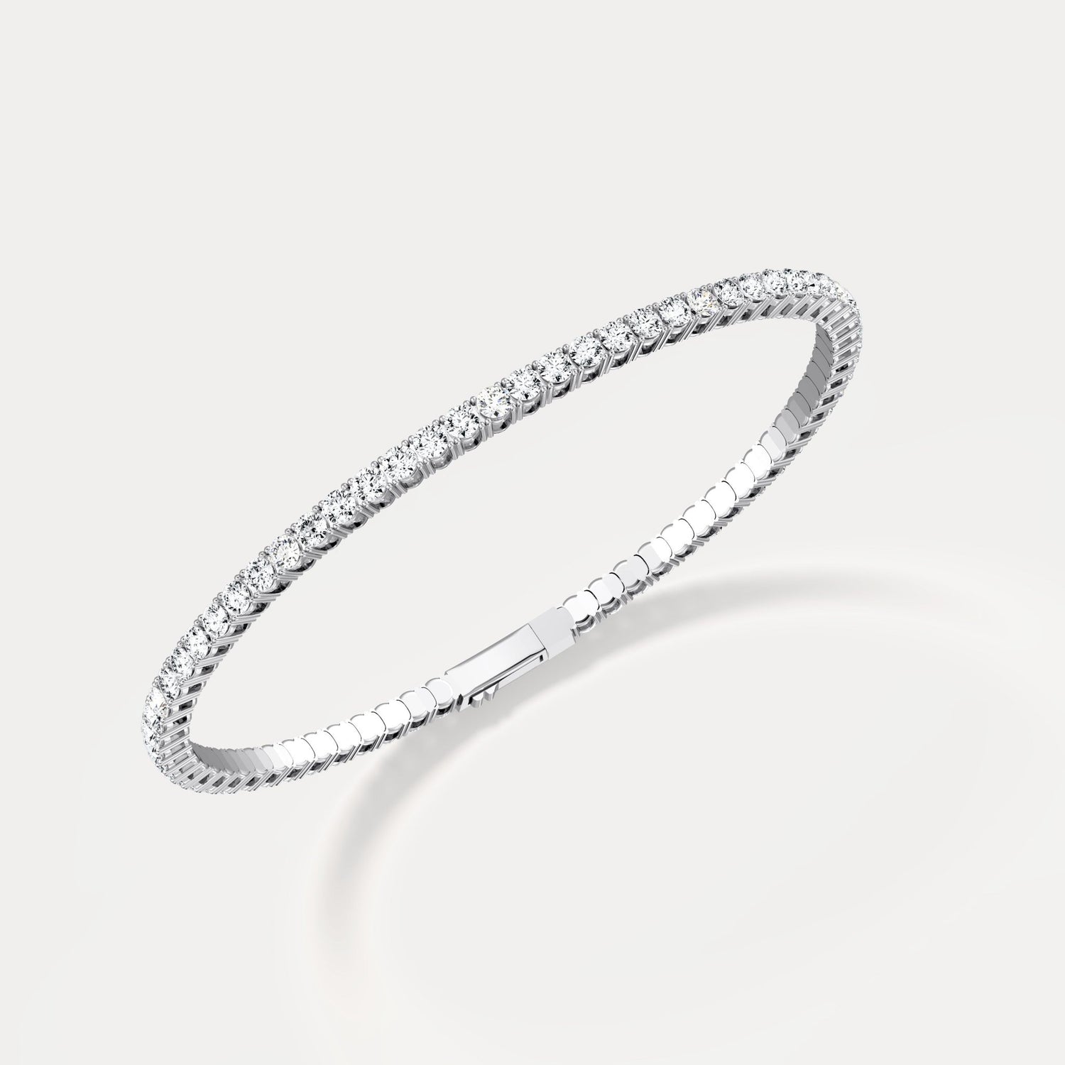 925 Sterling Silver Moissanite Flexible Bangle Bracelet - Bracelets