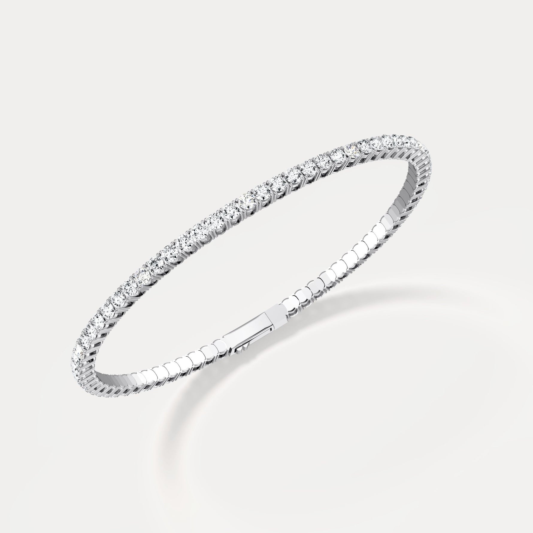 925 Sterling Silver Moissanite Flexible Bangle Bracelet - Bracelets