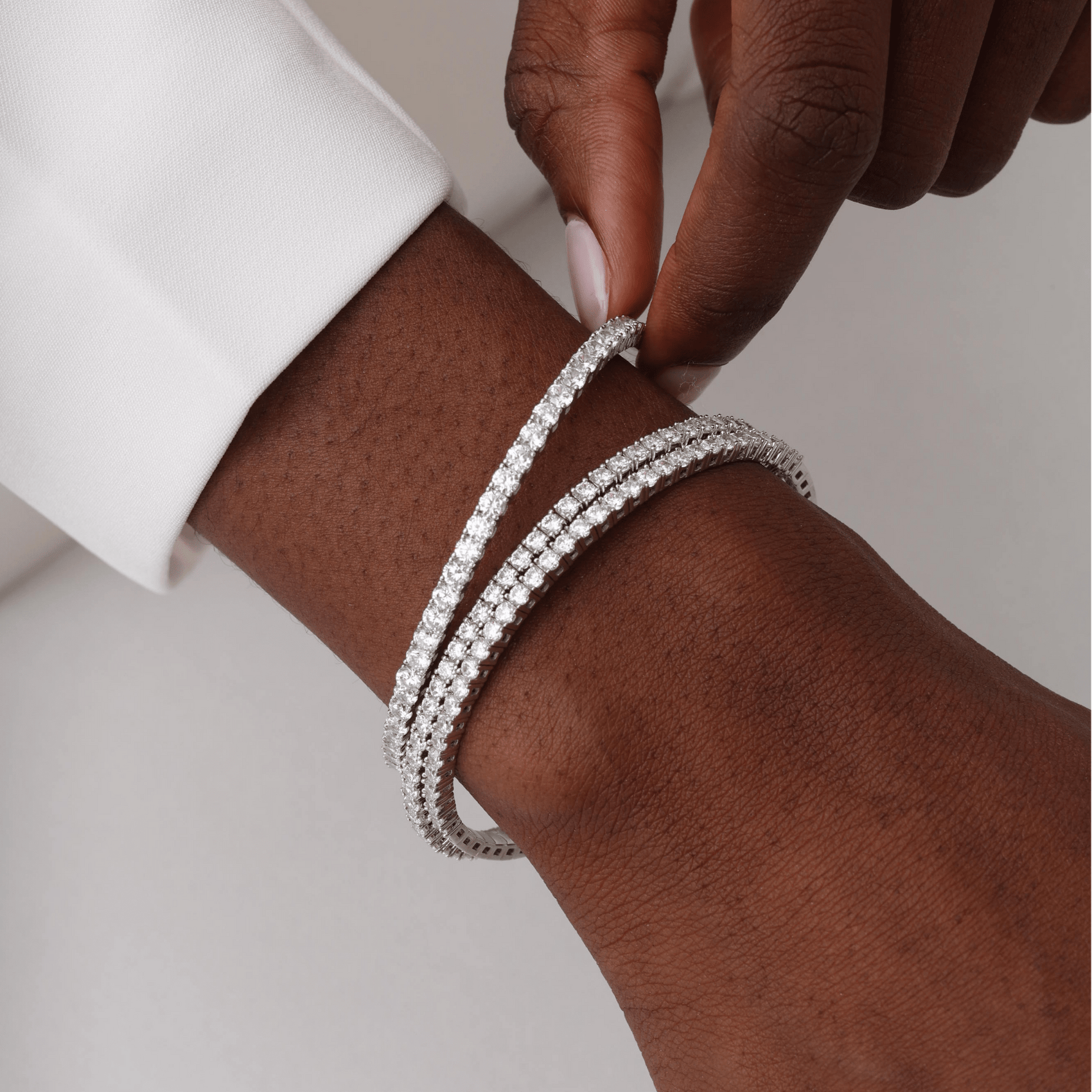 925 Sterling Silver Cubic Zirconia Flexible Bangle Bracelet - Bracelets