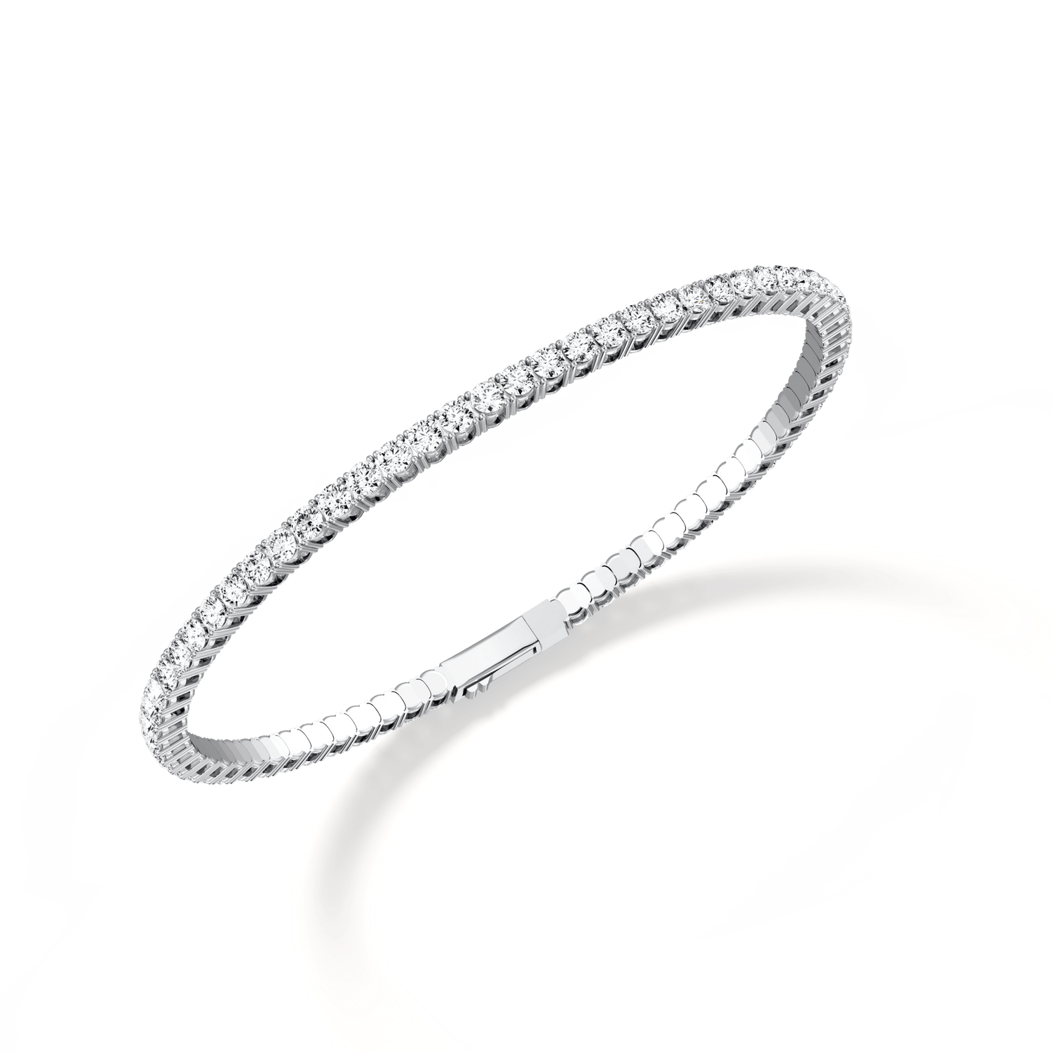 925 Sterling Silver Cubic Zirconia Flexible Bangle Bracelet - Bracelets