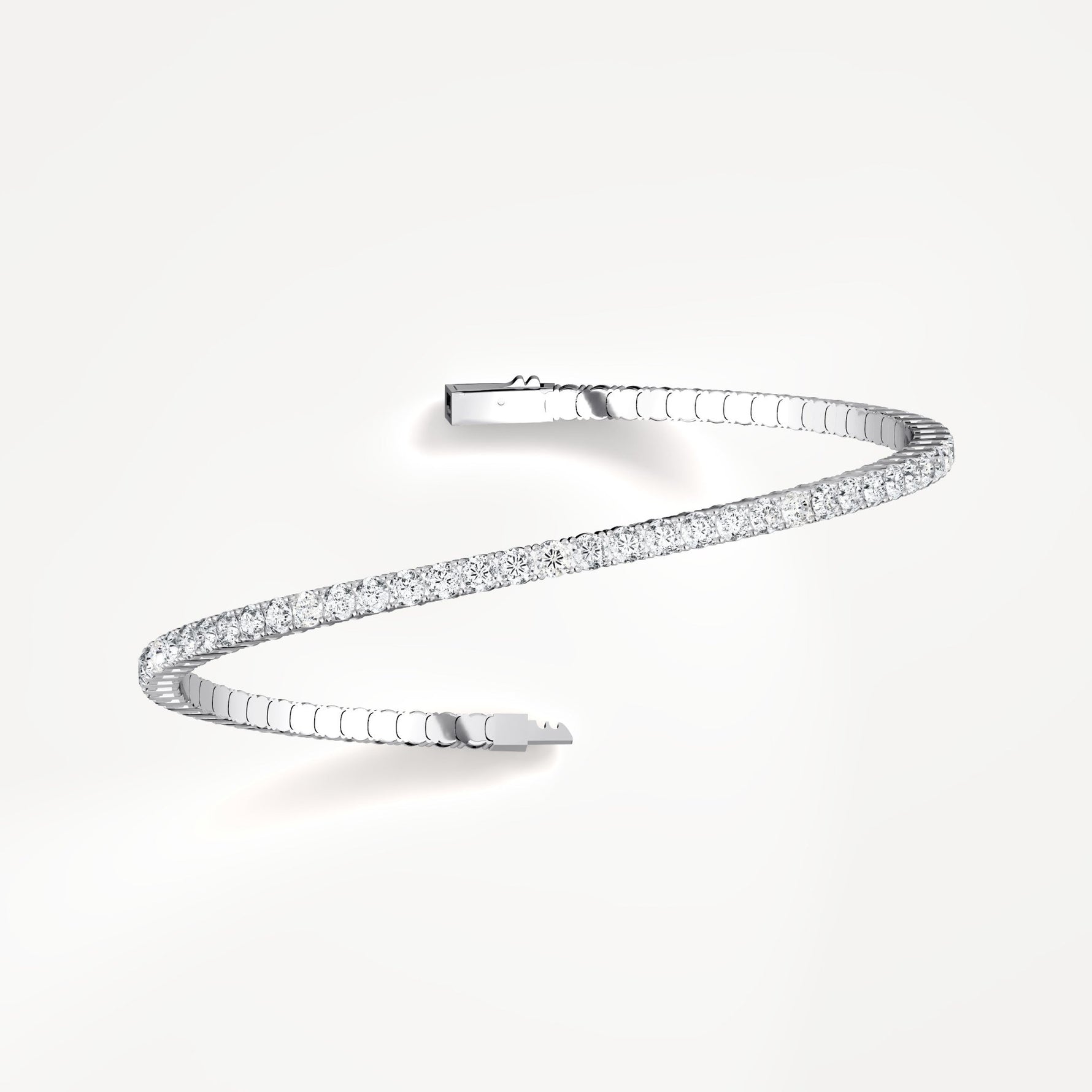 925 Sterling Silver Moissanite Flexible Bangle Bracelet - Bracelets