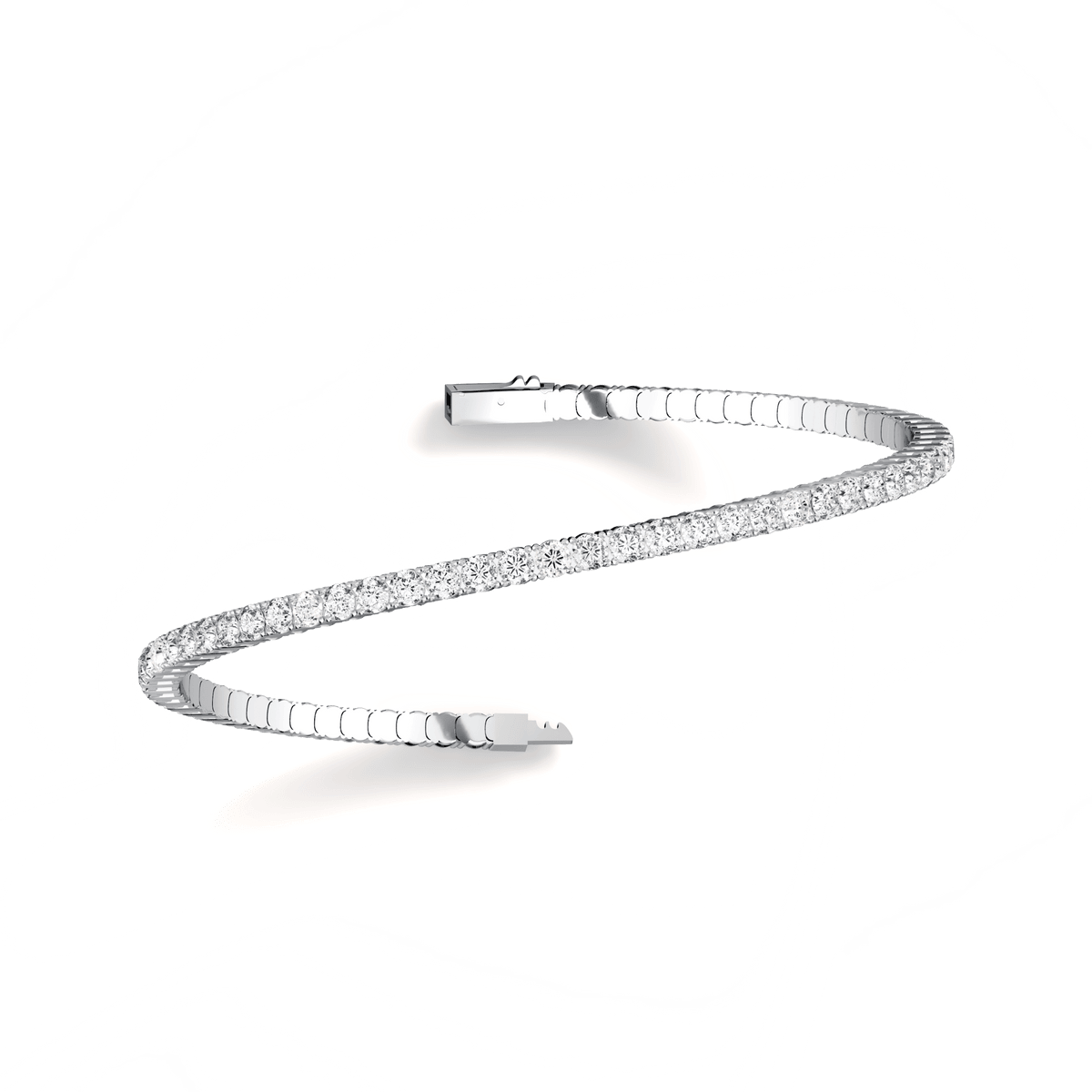 925 Sterling Silver Cubic Zirconia Flexible Bangle Bracelet - Bracelets