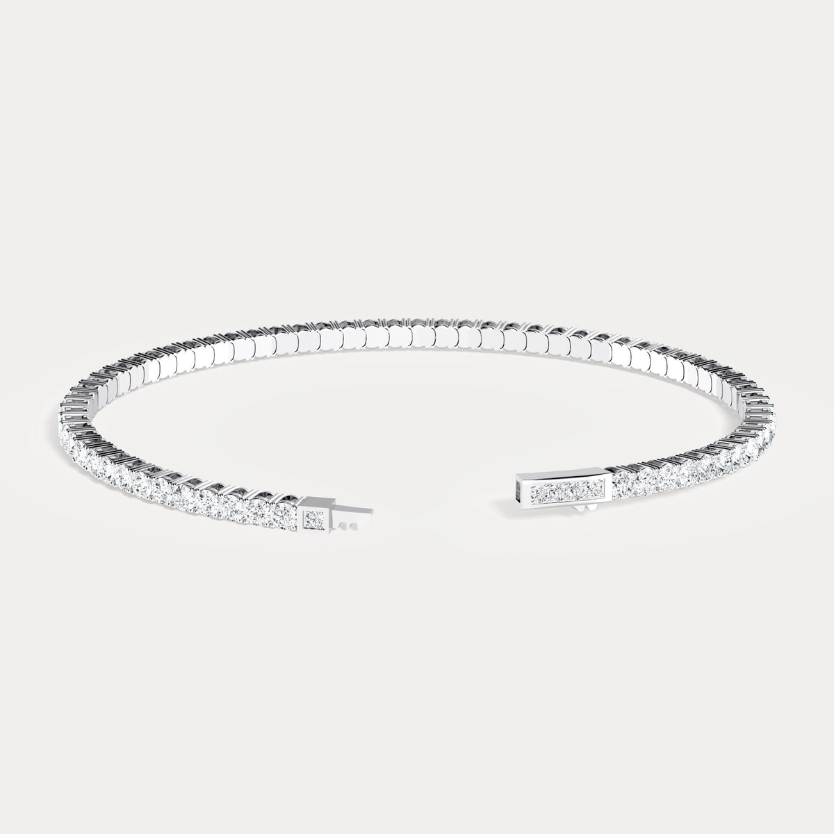925 Sterling Silver Moissanite Flexible Bangle Bracelet - Bracelets