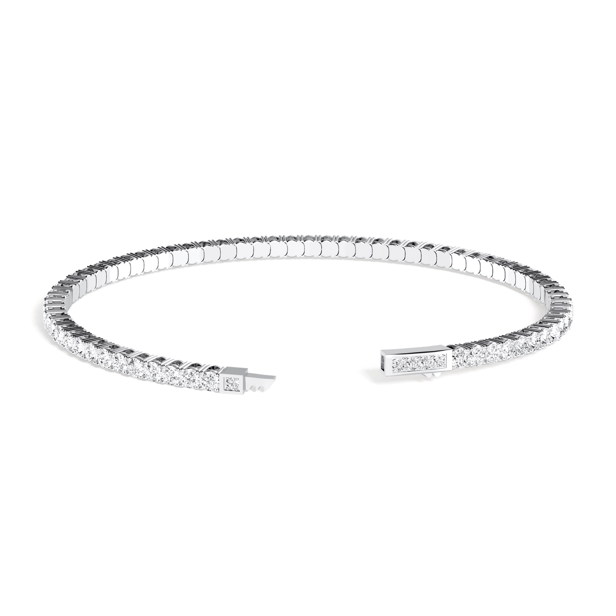 925 Sterling Silver Cubic Zirconia Flexible Bangle Bracelet - Bracelets