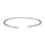 925 Sterling Silver Cubic Zirconia Flexible Bangle Bracelet - Bracelets