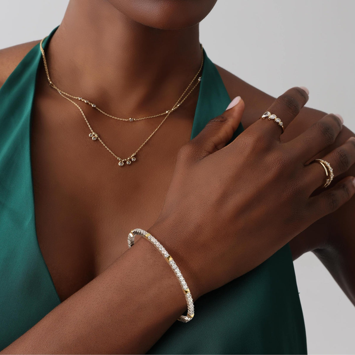 4.30CTW DEW Moissanite Flexible Tennis Bracelets - 