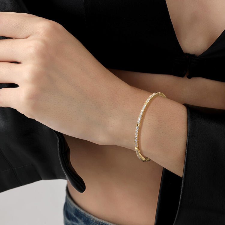 4.30CTW DEW Moissanite Flexible Tennis Bracelets - 