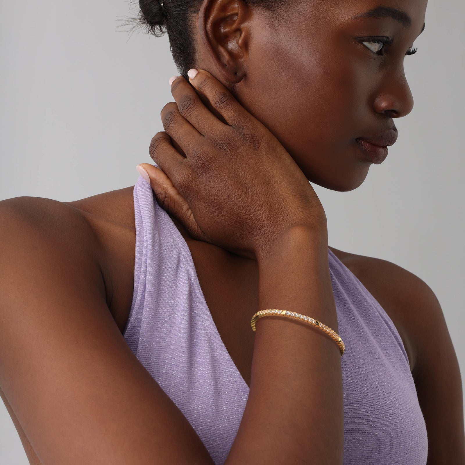 4.30CTW DEW Moissanite Flexible Tennis Bracelets - 