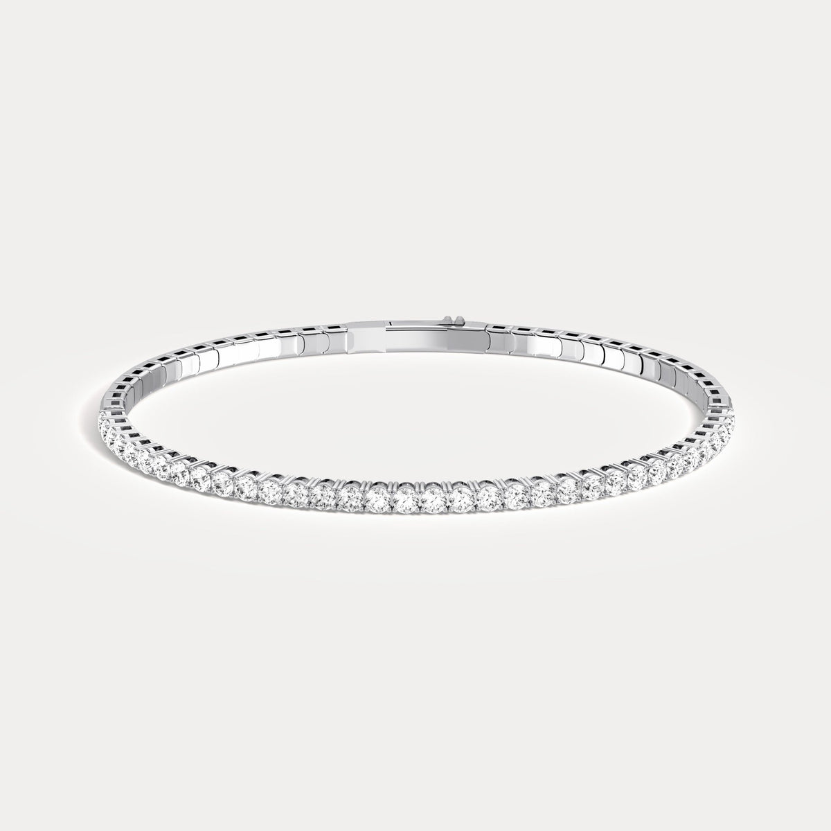 2.4CTW Lab - grown Diamond Ice Cube Flexible Bangle Bracelet In 925 Sterling Silver - Bracelets