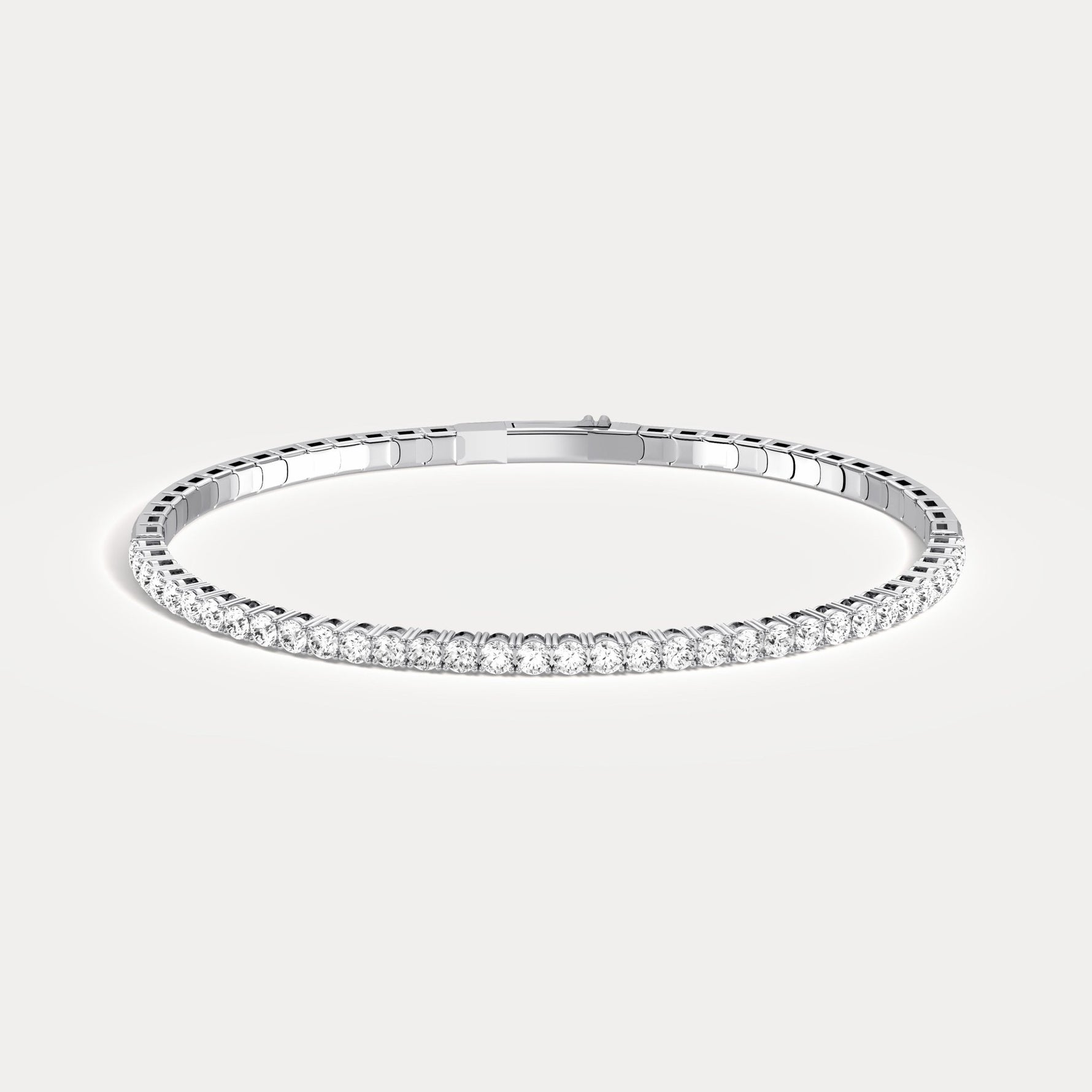 2.4CTW Lab - grown Diamond Ice Cube Flexible Bangle Bracelet In 925 Sterling Silver - Bracelets