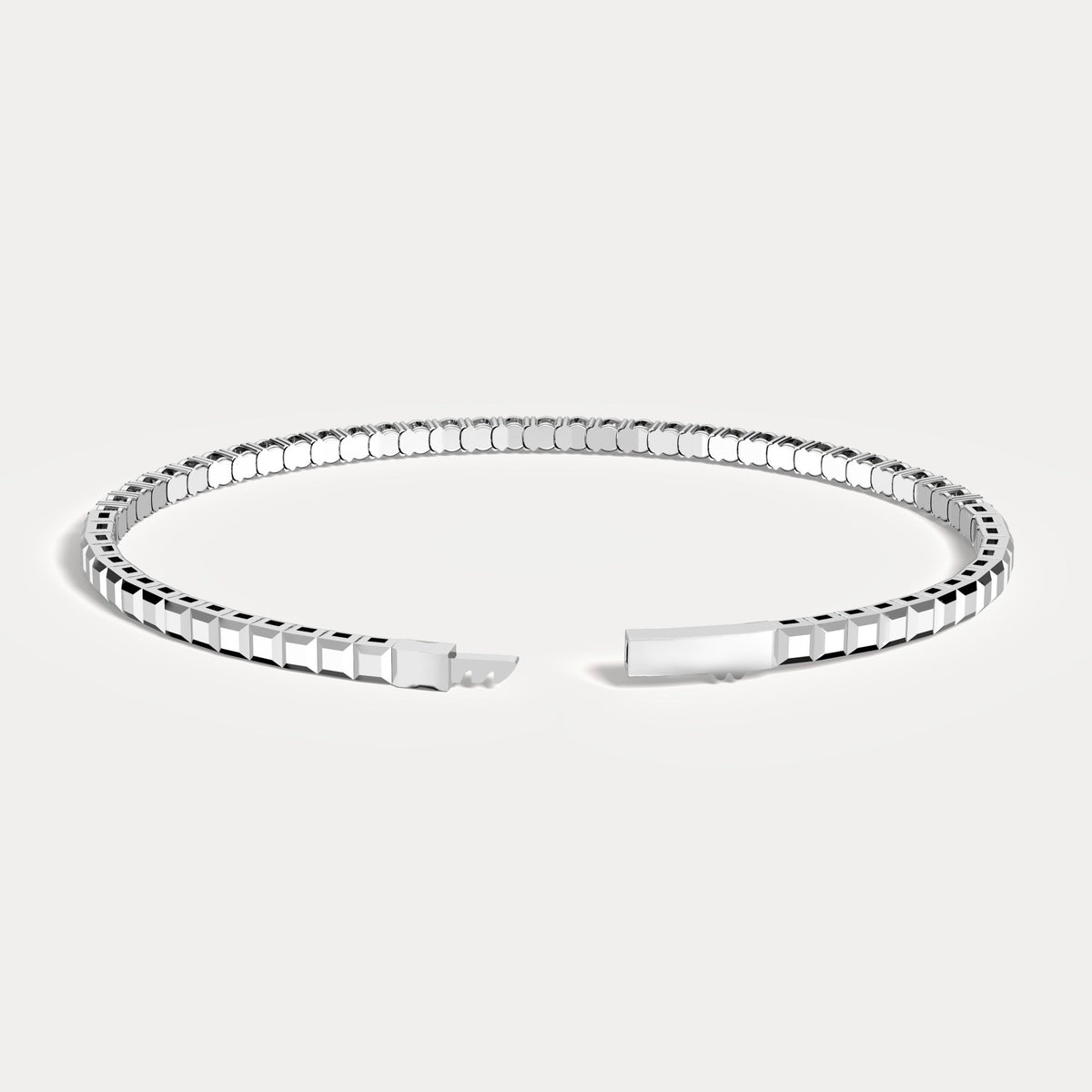 2.4CTW Lab - grown Diamond Ice Cube Flexible Bangle Bracelet In 925 Sterling Silver - Bracelets