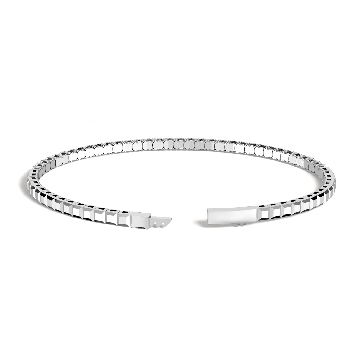 2.4CTW DEW Moissanite Cube Ice Flex Tennis Bracelet in Sterling Silver - Bracelets