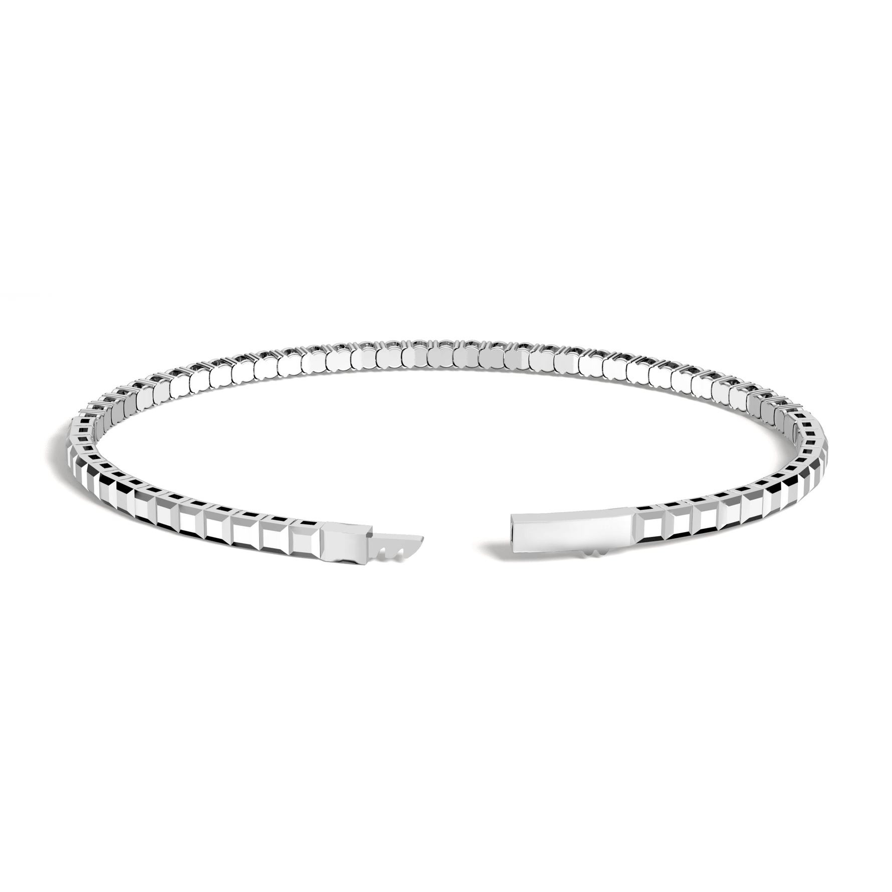 2.4CTW DEW Moissanite Cube Ice Flex Tennis Bracelet in Sterling Silver - Bracelets