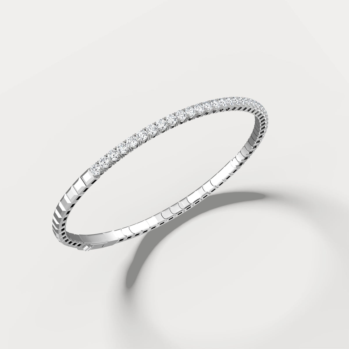 2.4CTW Lab - grown Diamond Ice Cube Flexible Bangle Bracelet In 925 Sterling Silver - Bracelets