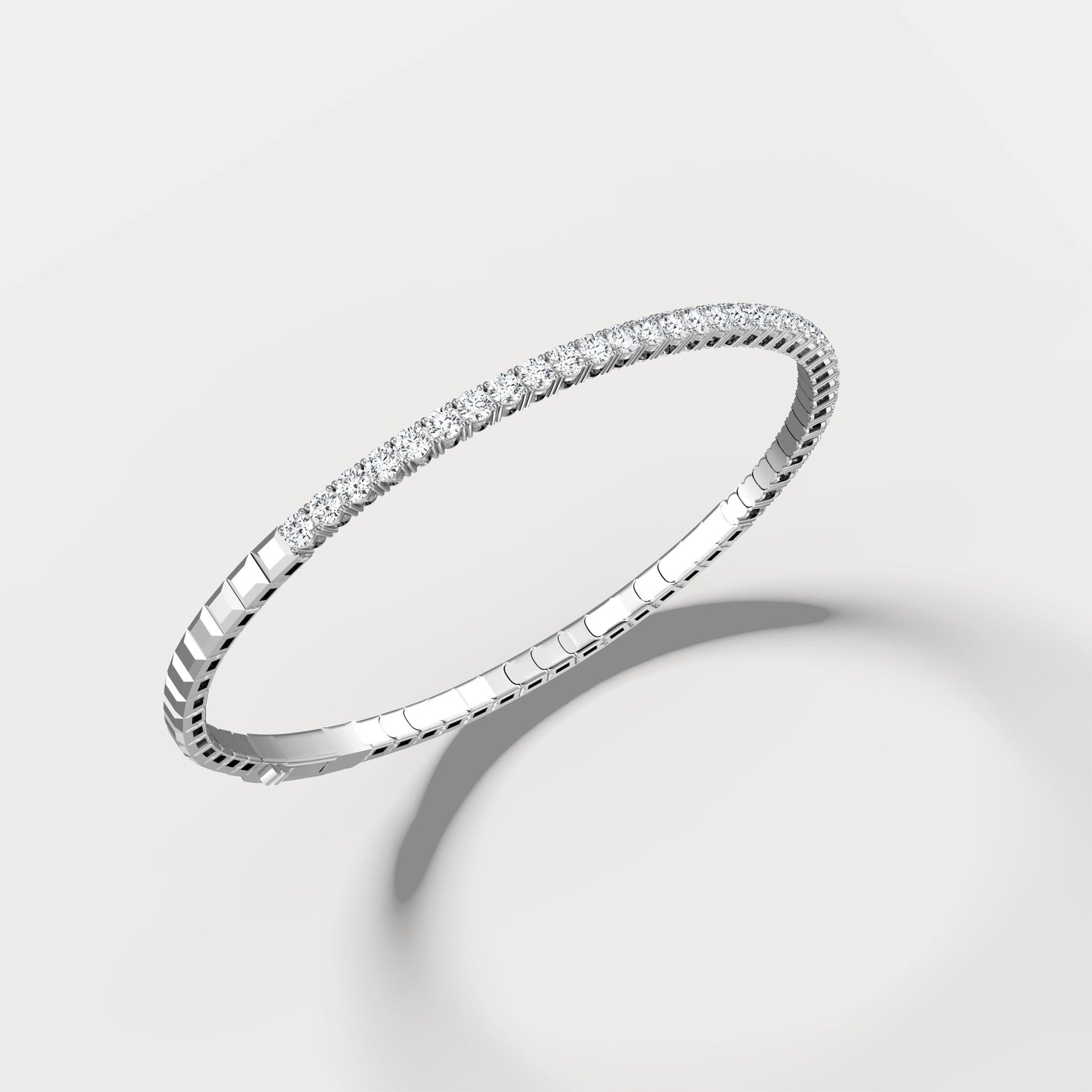 2.4CTW Lab - grown Diamond Ice Cube Flexible Bangle Bracelet In 925 Sterling Silver - Bracelets