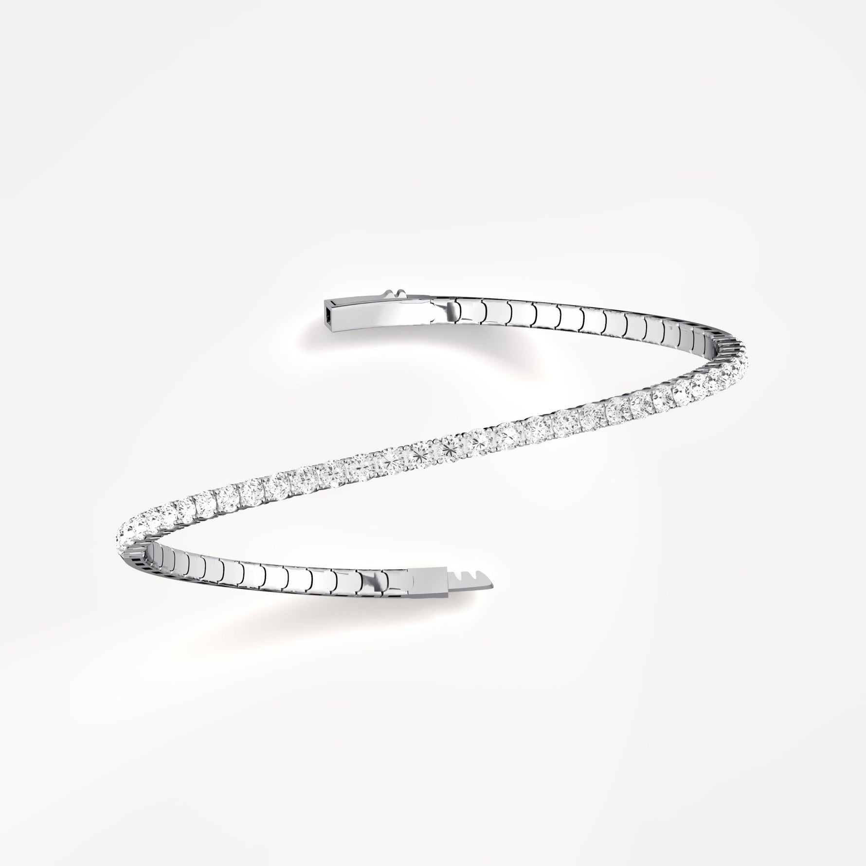 2.4CTW Lab - grown Diamond Ice Cube Flexible Bangle Bracelet In 925 Sterling Silver - Bracelets