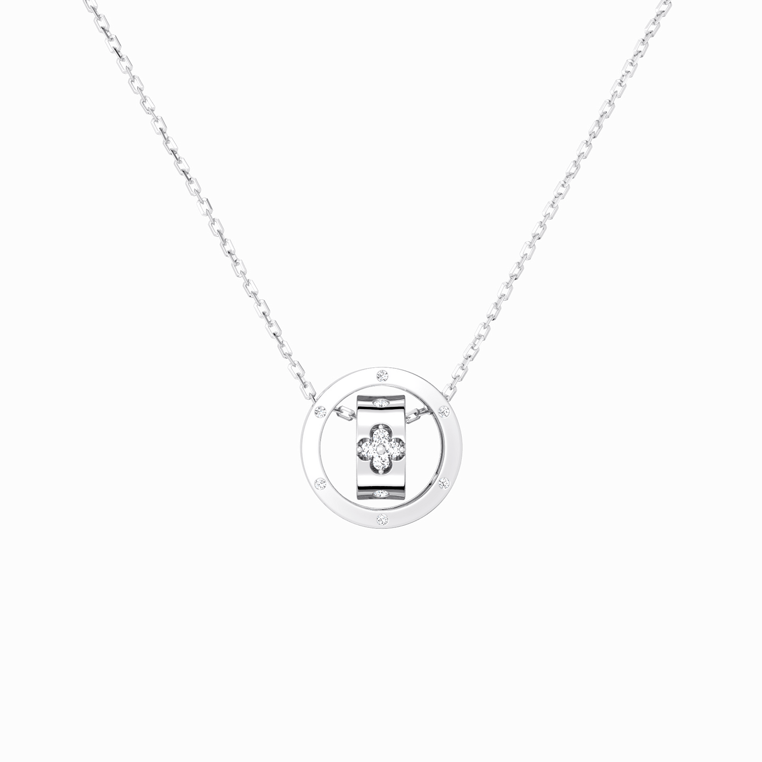 Double Ring Lab - Grown Diamond Pendant Necklace in 14K Solid Gold - Necklaces