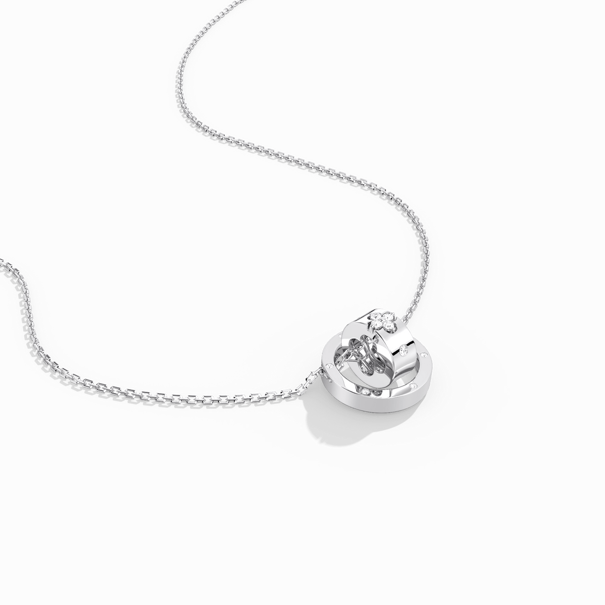 Double Ring Moissanite Pendant Necklace For Women - Necklaces