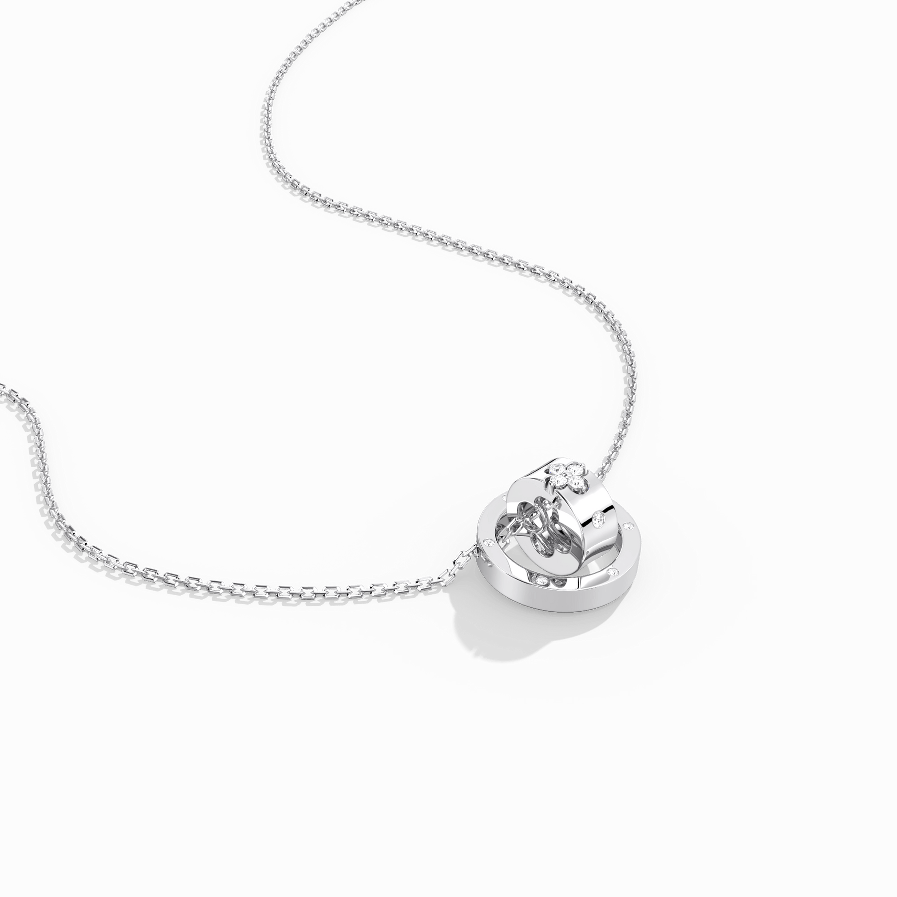 Double Ring Moissanite Pendant Necklace For Women - Necklaces