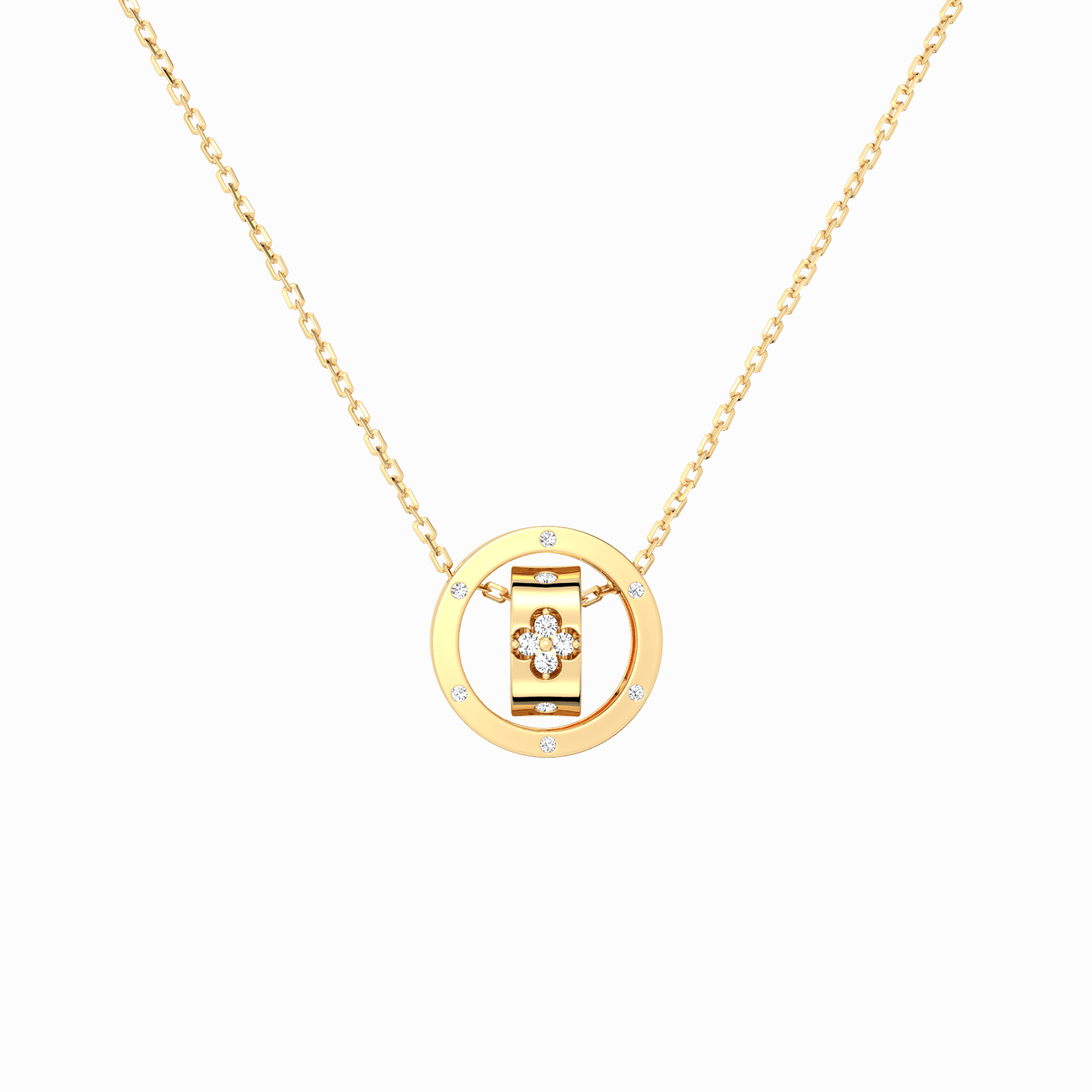 Double Ring Lab - Grown Diamond Pendant Necklace in 14K Solid Gold - Necklaces