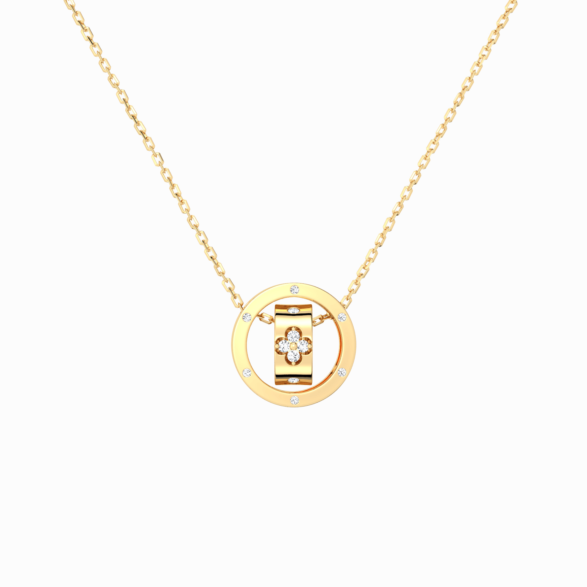 Double Ring Lab - Grown Diamond Pendant Necklace in 14K Solid Gold - Necklaces