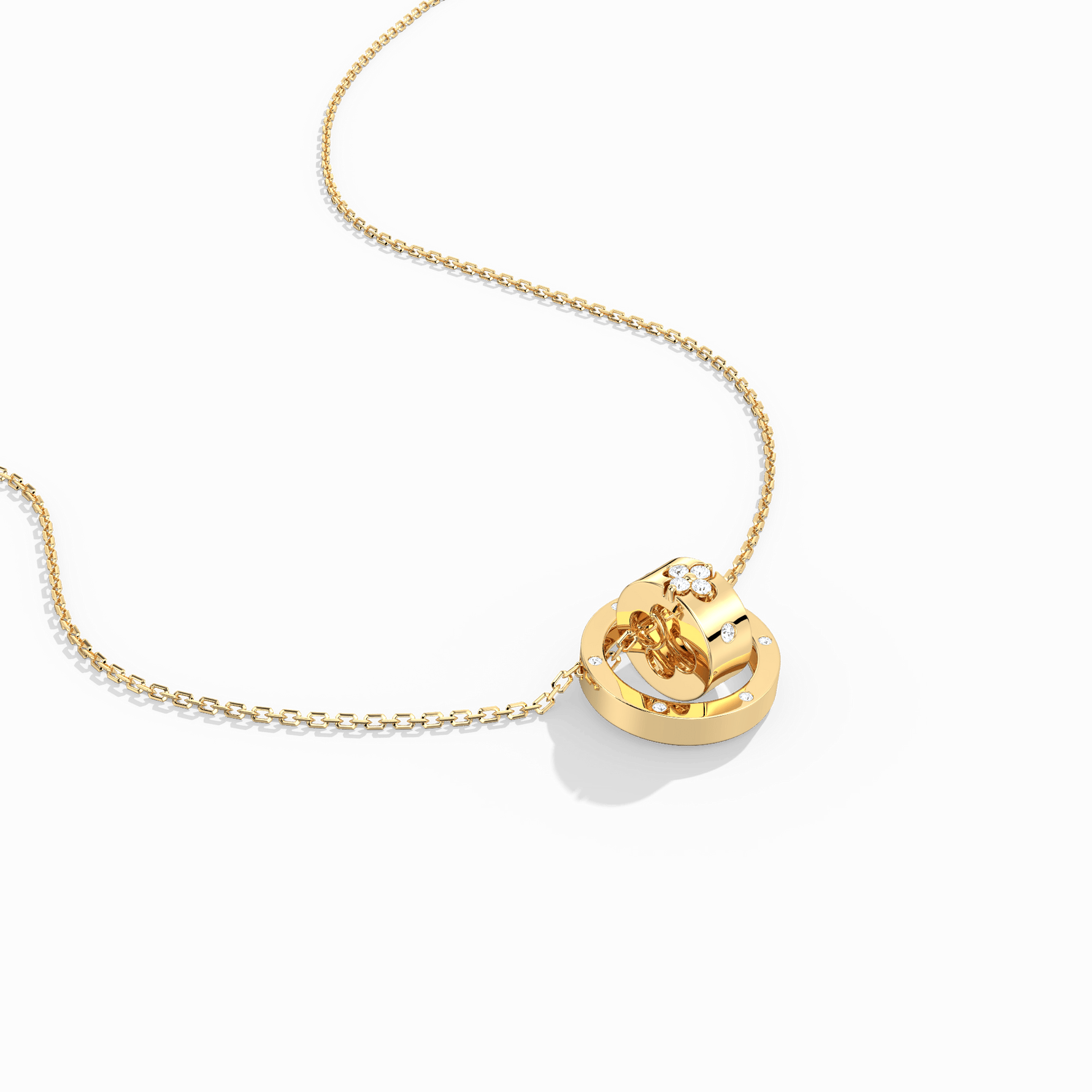 Double Ring Moissanite Pendant Necklace For Women - Necklaces