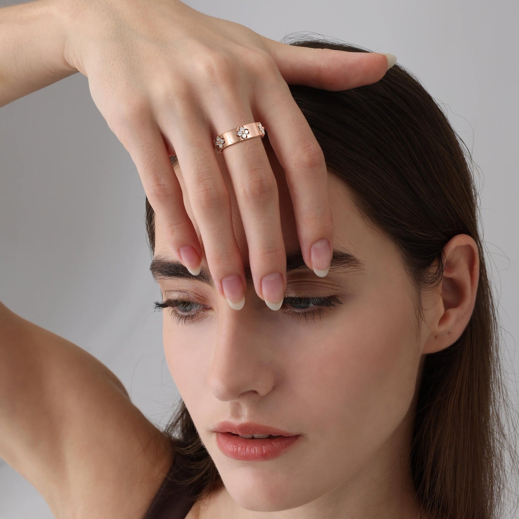 Lab Created Diamond Four - leaf Clover Ring in 14K Solid Gold - Rings