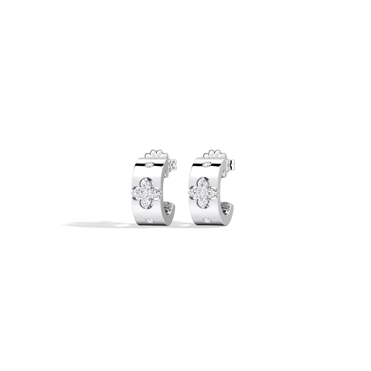 14K Gold Plated Moissanite Clover Hoop Earrings - Earrings