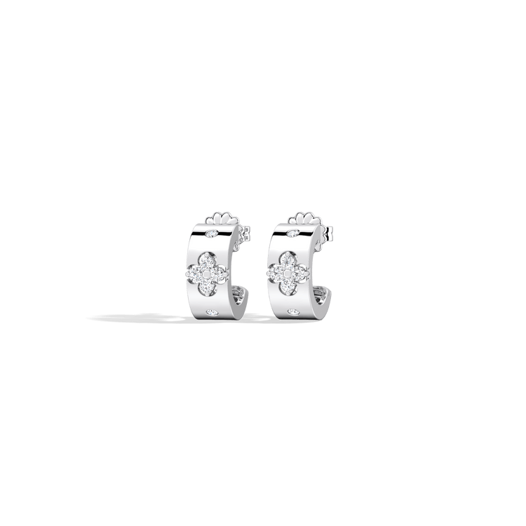 14K Gold Plated Moissanite Clover Hoop Earrings - Earrings